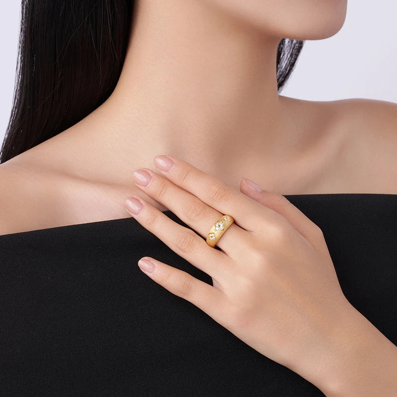 Haven Fleur 14K Gold-Plated Floral Signet Ring | Cubic Zirconia Band