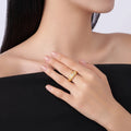 Haven Fleur 14K Gold-Plated Floral Signet Ring | Cubic Zirconia Band