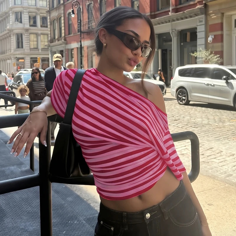 Rory Off-Shoulder Striped Twist Top