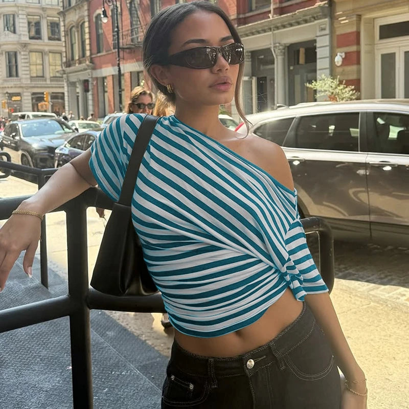 Rory Off-Shoulder Striped Twist Top