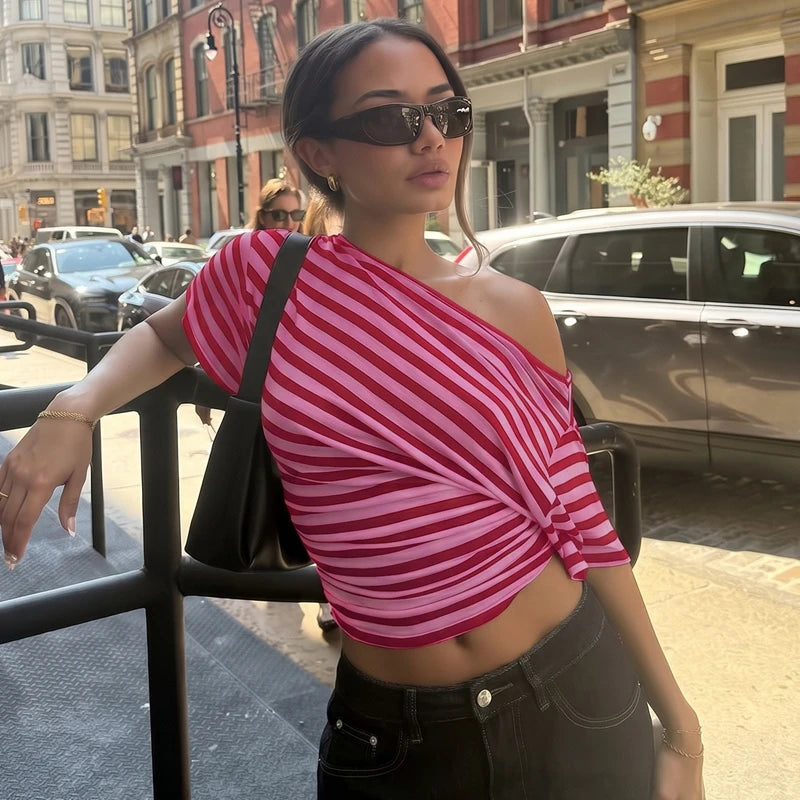 Rory Off-Shoulder Striped Twist Top