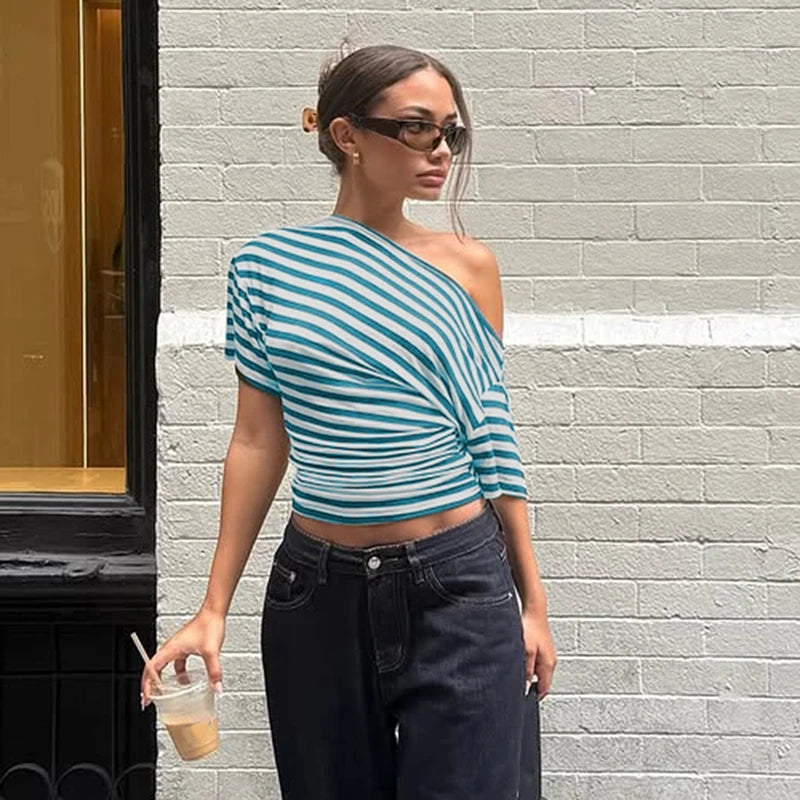 Rory Off-Shoulder Striped Twist Top