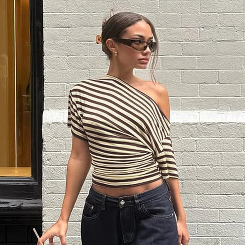 Rory Off-Shoulder Striped Twist Top