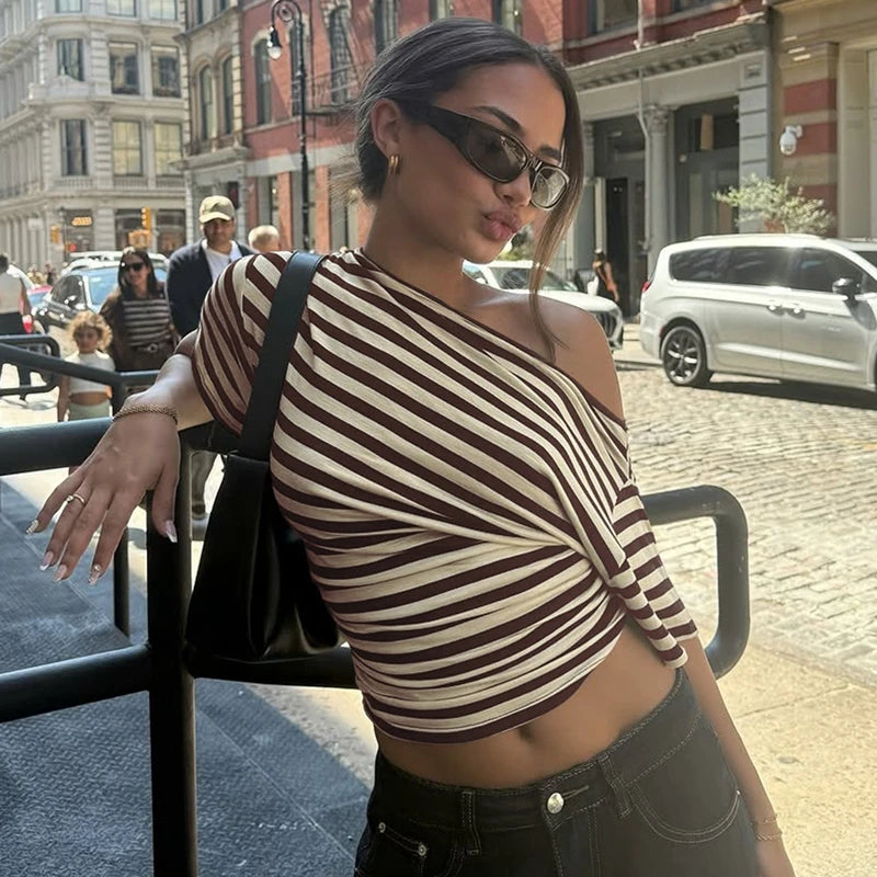 Rory Off-Shoulder Striped Twist Top