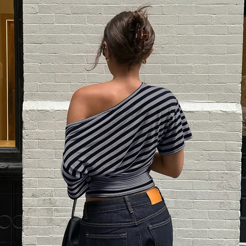 Rory Off-Shoulder Striped Twist Top
