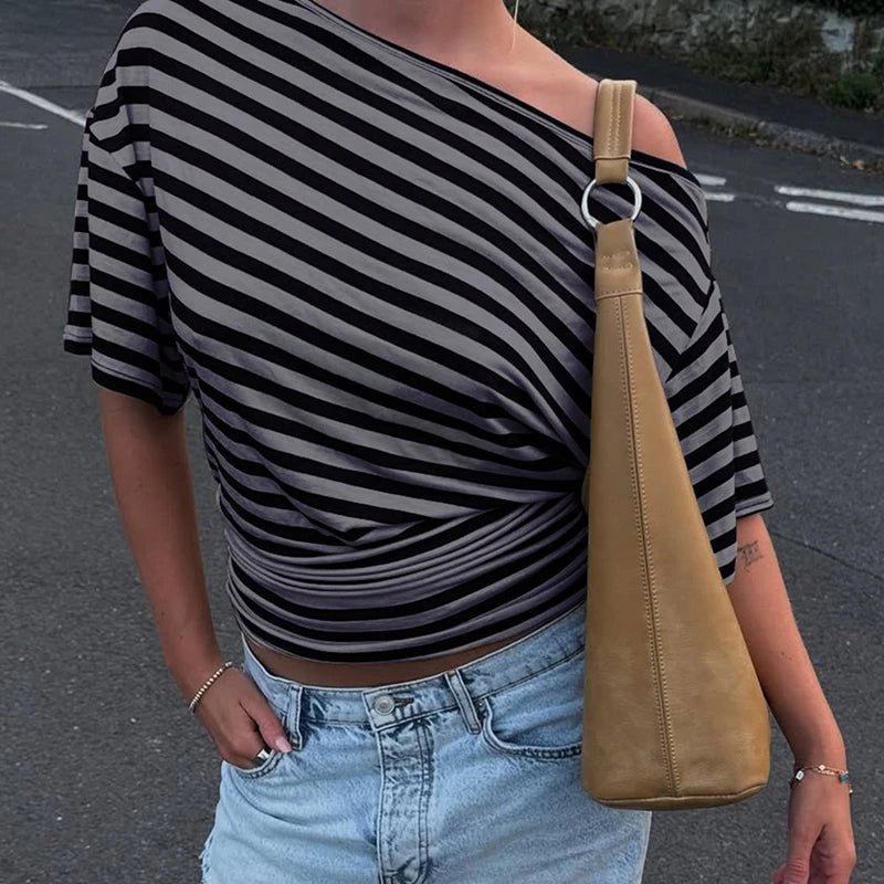 Rory Off-Shoulder Striped Twist Top