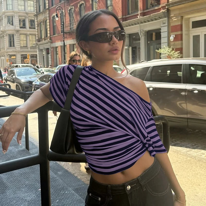 Rory Off-Shoulder Striped Twist Top