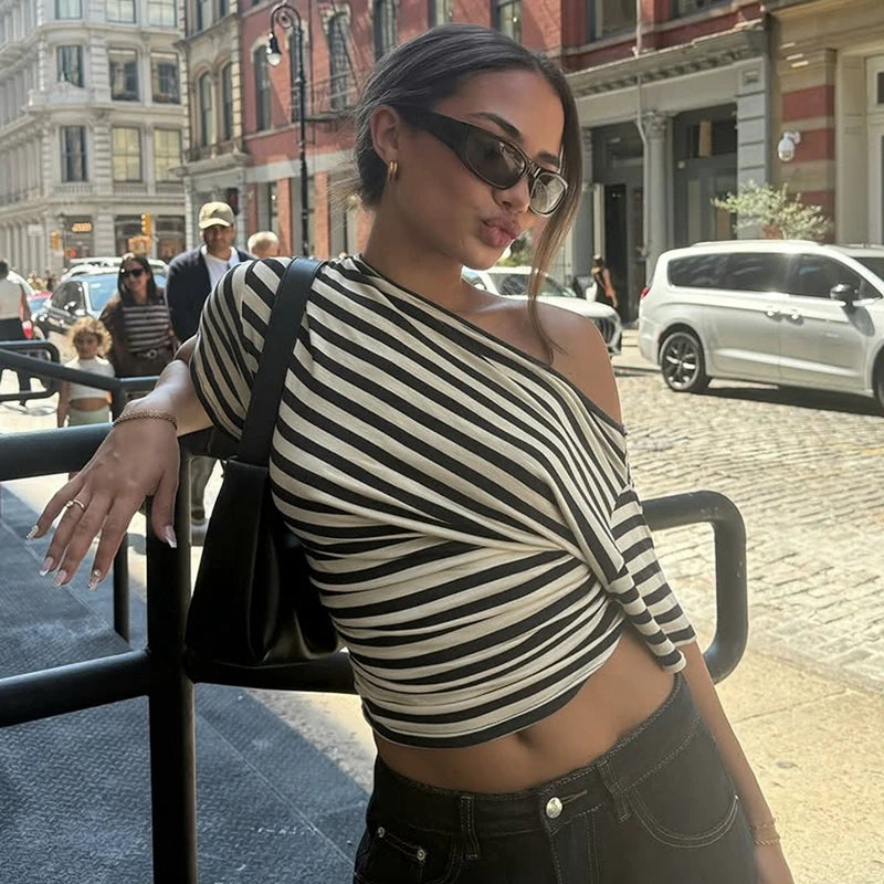Rory Off-Shoulder Striped Twist Top