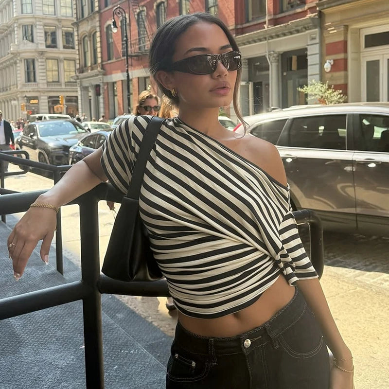Rory Off-Shoulder Striped Twist Top