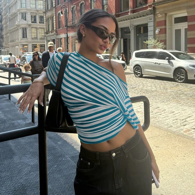 Rory Off-Shoulder Striped Twist Top