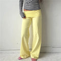 Amerie Fold-Over Y2K Flare Pants | Wide-Leg Lounge Pants