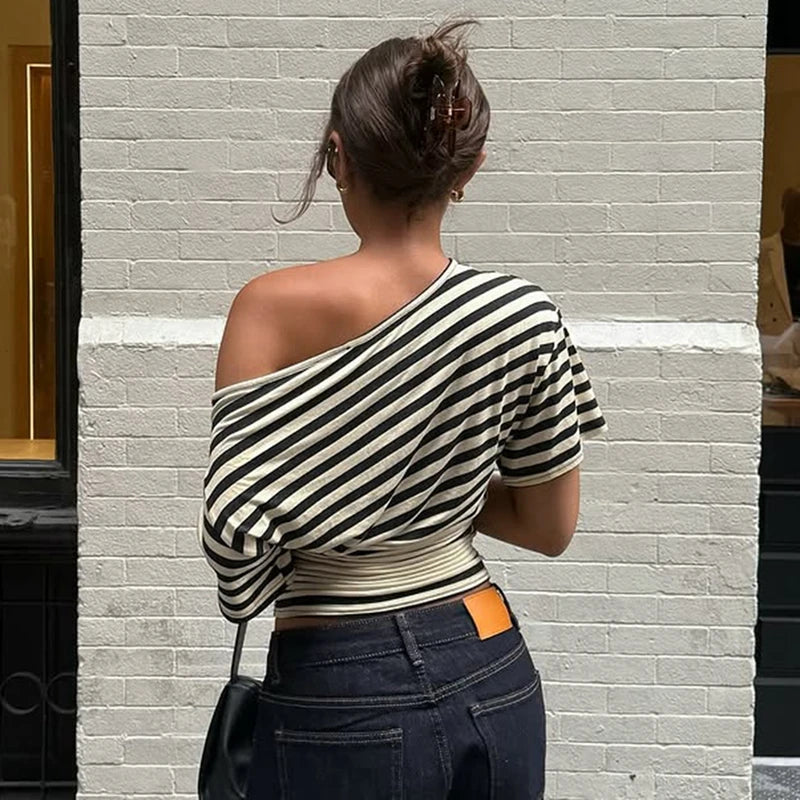 Rory Off-Shoulder Striped Twist Top