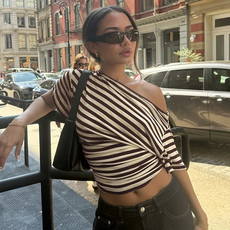 Rory Off-Shoulder Striped Twist Top