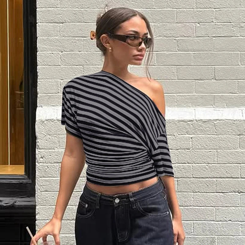 Rory Off-Shoulder Striped Twist Top