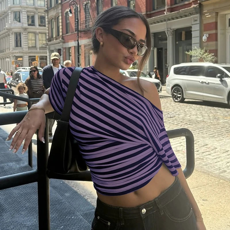 Rory Off-Shoulder Striped Twist Top
